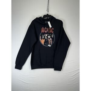 AC/DC Hoodie Mens Small Black Highway To Hell Tour Graphic Pullover Sweatshirt